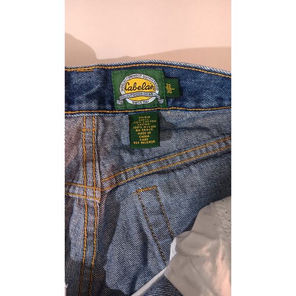 Cabela's Lined Denim Work Jeans – Nylon Chaps Overlay 32x30 Outdoor Hunting - Picture 3 of 7